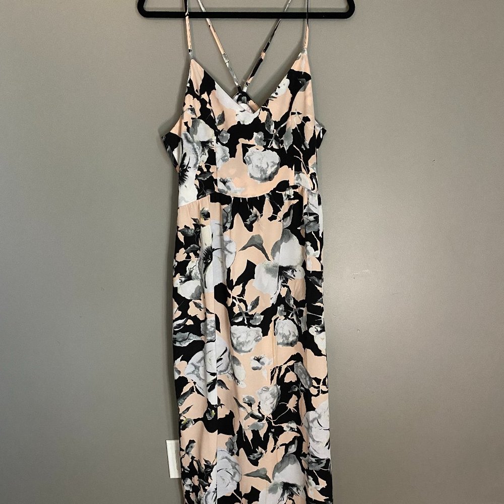 Devlin Floral Floor Length Cross Back Dress
